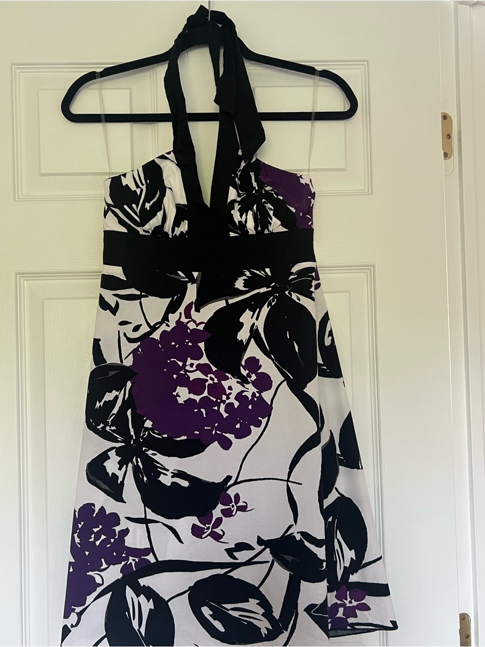 Speechless Black & Purple Floral Halter Dress